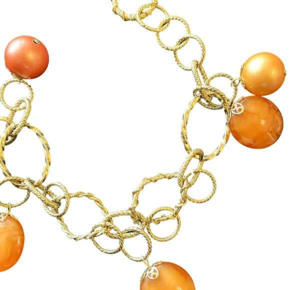 Gold Colored Chain Bracelet with Amber Beads, Nouvelle Bijoux (Made in Italy) - Picture 3 of 7